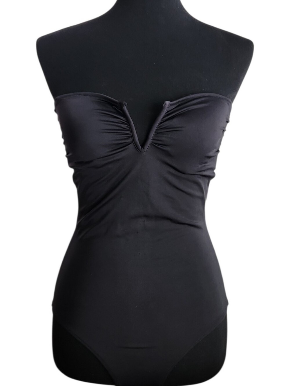 Victoria's Secret Black Strapless Sweetheart One-Piece Swimsuit V-wire Plunge S